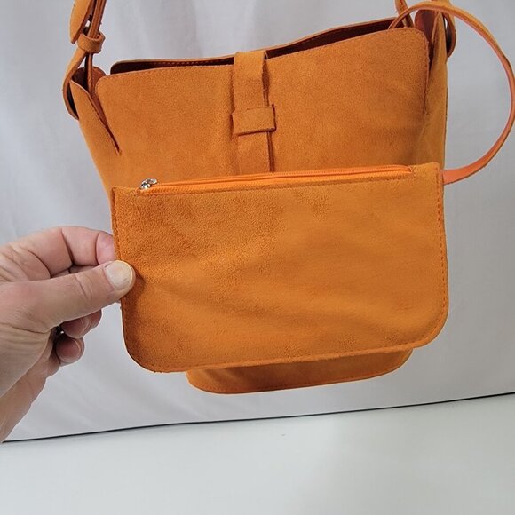 Laila by Geir Ness Burnt Orange Faux Suede Bucket Bag – Nordic Minimalist Style - Picture 7 of 10